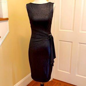 Shimmering black grey midi cocktail dress